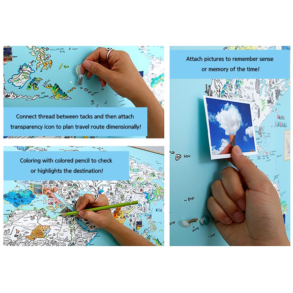 Dream Sky D-MAP Decorative Coloring Painting DIY Paper World Map - VINTAGE