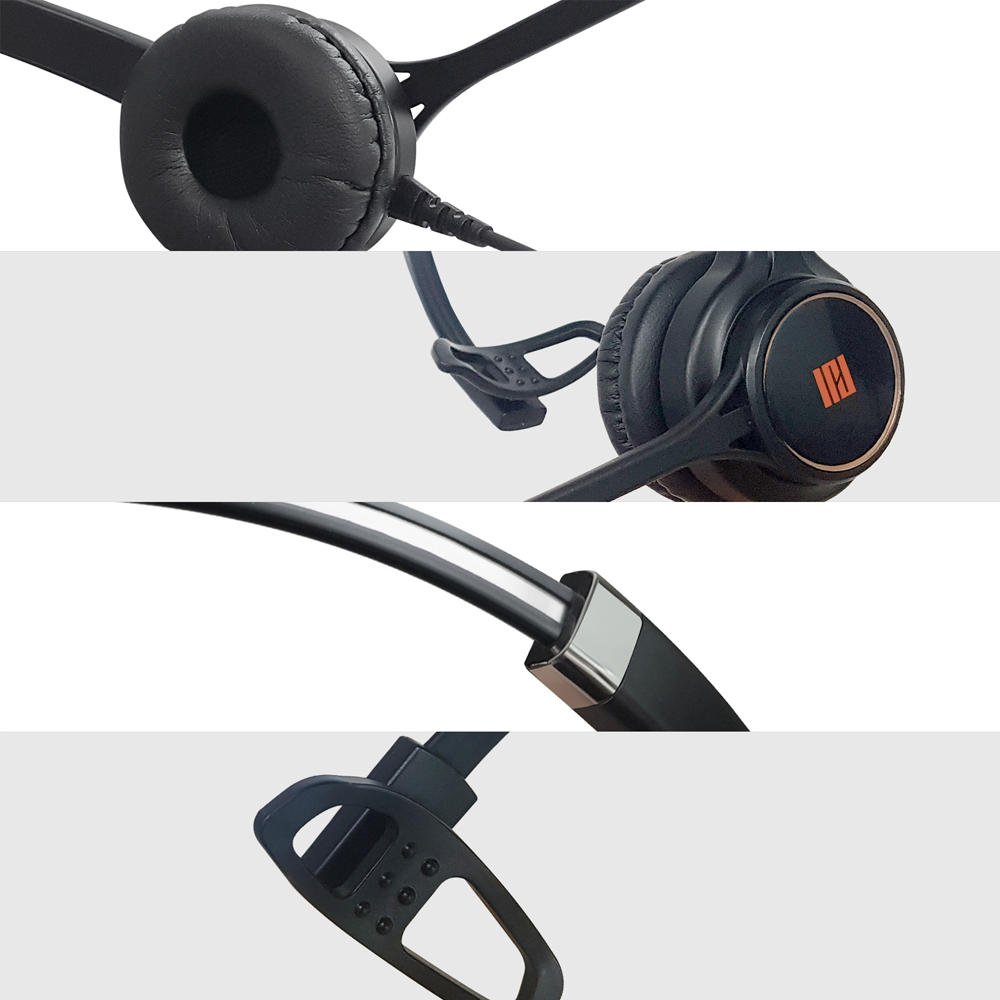 IPD IPH-250 Optimo-X Single Ear Noise cancelling Call center/Office Headset with U10P bottom cable w