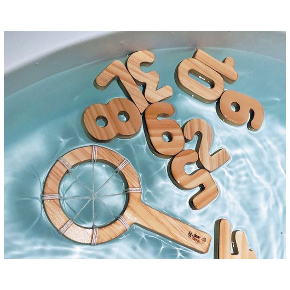 Korean Natural Bath Toy Brand, HINOKI WOODEN BATH TOYS - NUMERS