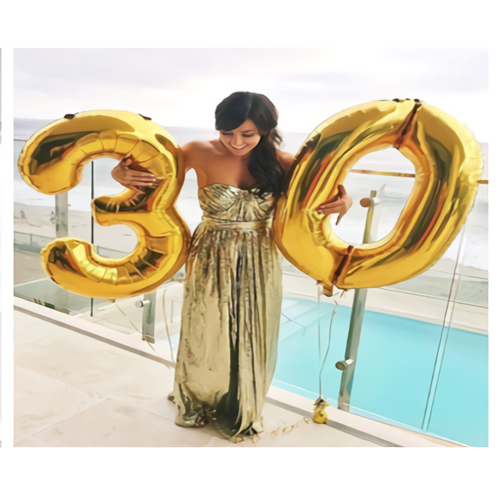 Balloon for an event and a birthday shaped numbers (silver)
