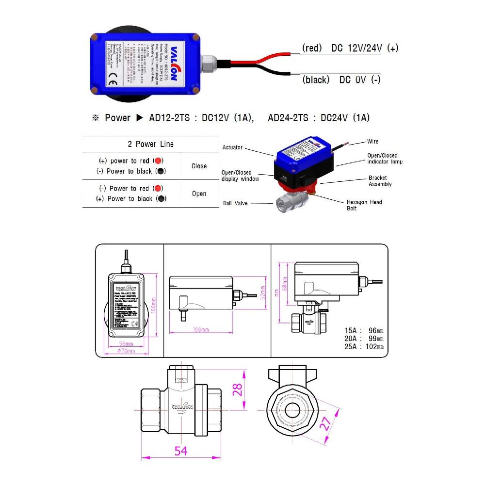 Motorized Ball Valves - 1" Ball Valve with 24V DC and 2 Wire Setup