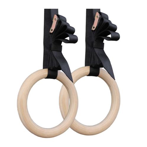 DODAM Factory Supply Wooden Gymnastic Rings With Adjustable Straps 2 buyers