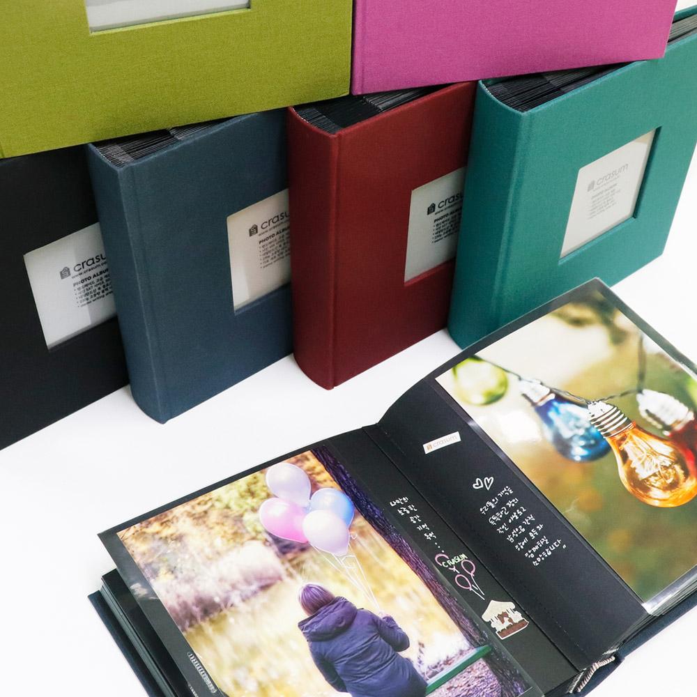 Fabric Frame Cover Photo Album 1UP, 5x7 50 Pockets (Jet Black)
