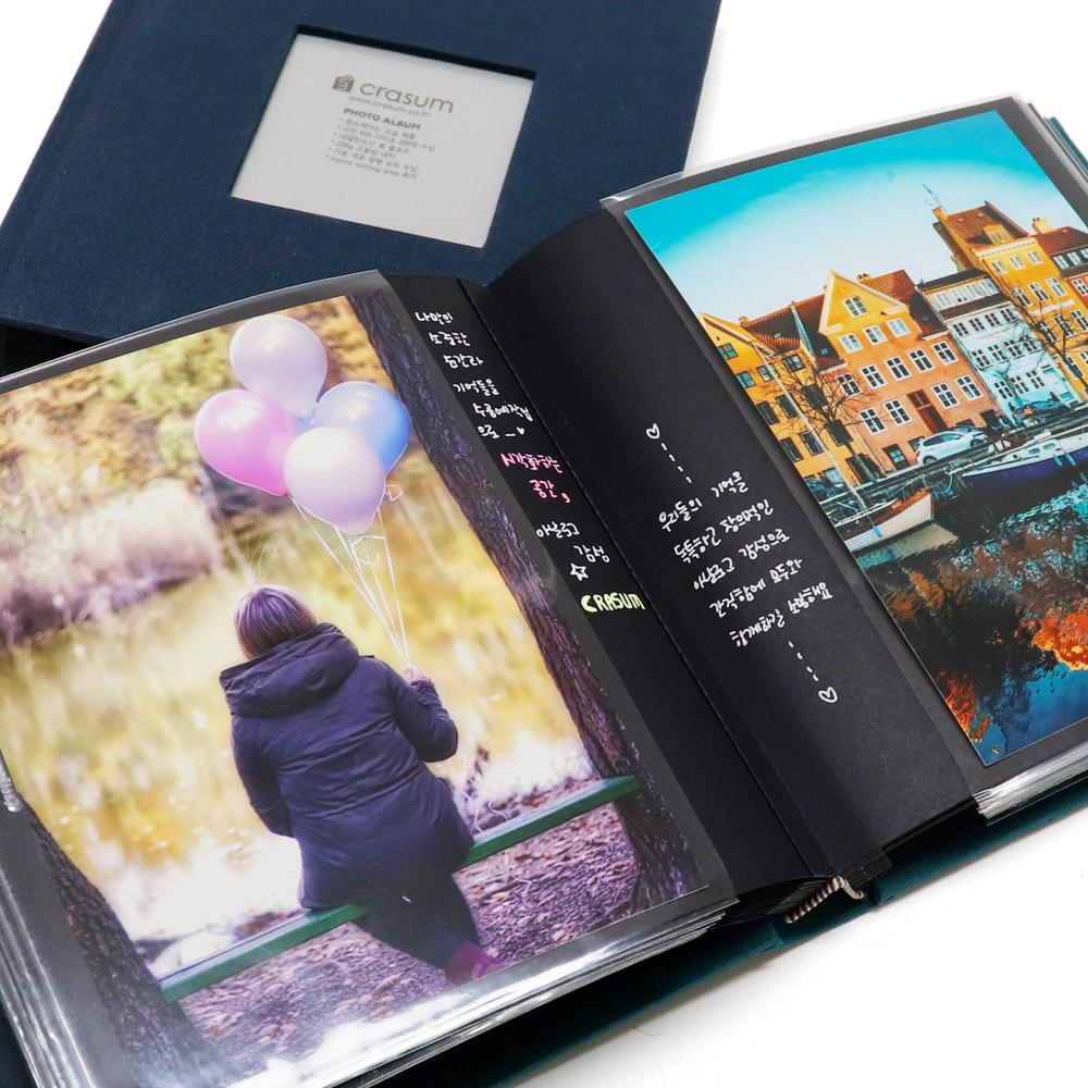 Fabric Frame Cover Photo Album 1UP, 5x7 50 Pockets (Royal Charcoal)