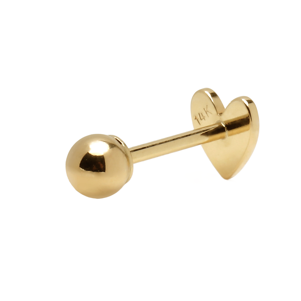 GOLD CZ 4PRONG HEAD / HEART INTERNAL THREAD BODY PIERCING & EARRING