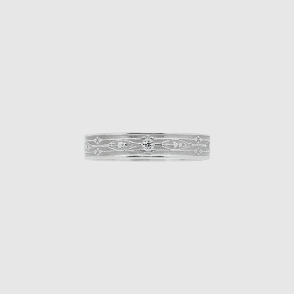 Iris Etching Couple Ring Women